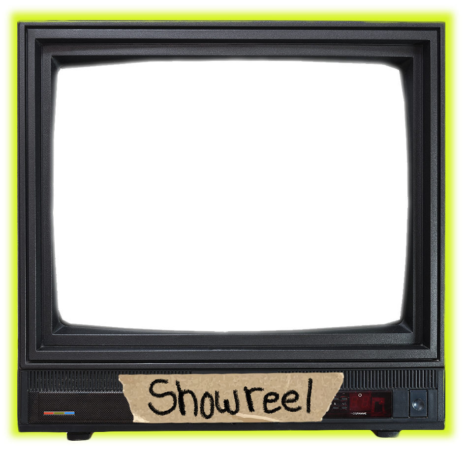 tv with the label showreel scribbled across the bottom